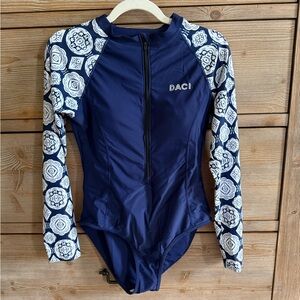 Daci Navy and White Long Sleeve Swimsuit